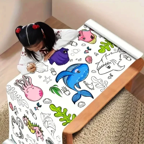 Drawing & Colouring Paper Roll for Kids – Includes Free Paints & Brush Set