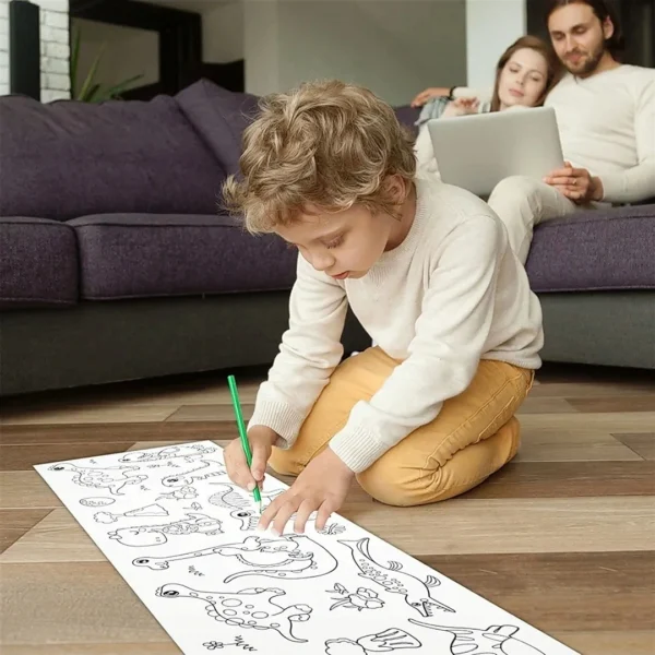 Drawing & Colouring Paper Roll for Kids – Includes Free Paints & Brush Set