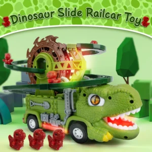 Dino Track Toy with Lights, Sound & Climbing Stairs – Fun Dinosaur Roller Coaster for Toddlers