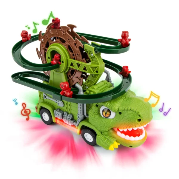 Dino Track Toy with Lights, Sound & Climbing Stairs – Fun Dinosaur Roller Coaster for Toddlers