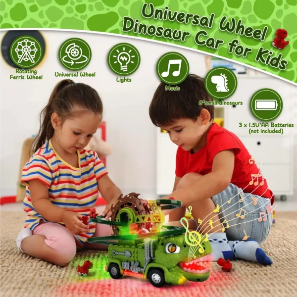 Dino Track Toy with Lights, Sound & Climbing Stairs – Fun Dinosaur Roller Coaster for Toddlers