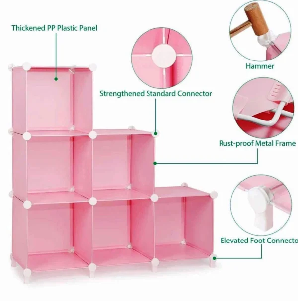 6-Cube Kids Storage Wardrobe – Princess Themed Organizer for Toys & Clothes