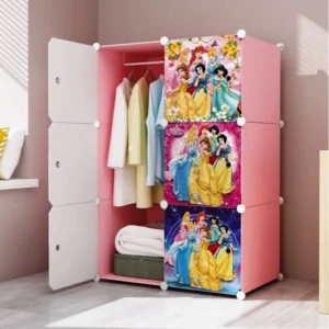 6-Cube Kids Storage Wardrobe – Princess Themed Organizer for Toys & Clothes