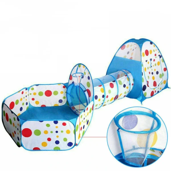 Kids Tunnel Play Tent House With Free Balls – Foldable Indoor & Outdoor Pop-Up Playhouse for Toddlers & Children