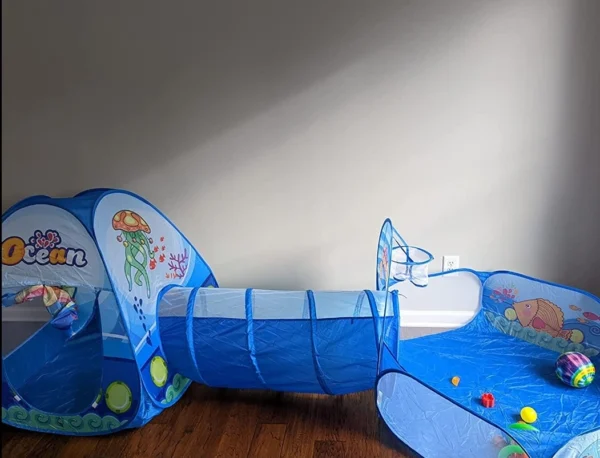 Kids Tunnel Play Tent House With Free Balls – Foldable Indoor & Outdoor Pop-Up Playhouse for Toddlers & Children