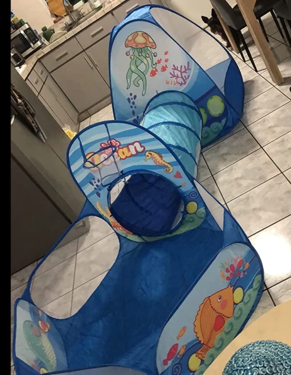 Kids Tunnel Play Tent House With Free Balls – Foldable Indoor & Outdoor Pop-Up Playhouse for Toddlers & Children