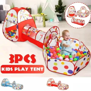 Kids Tunnel Play Tent House With Free Balls – Foldable Indoor & Outdoor Pop-Up Playhouse for Toddlers & Children
