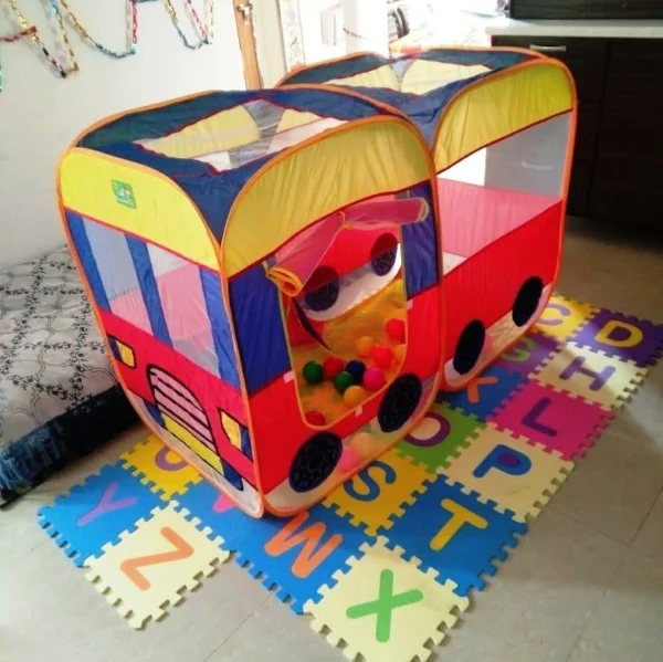 Bus-Shaped Kids Play Tent - Foldable Pop-Up Playhouse for Indoor & Outdoor Fun