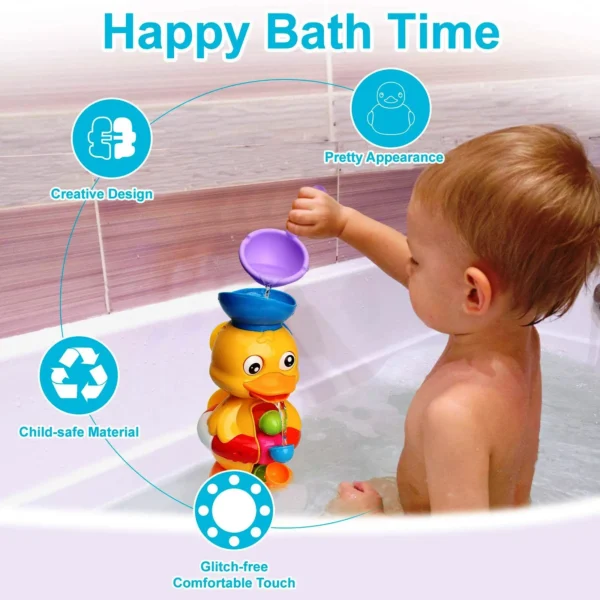 Duck Bathtub Toy with Rotating Waterwheel – Fun Bath Time Toy for Toddlers & Babies