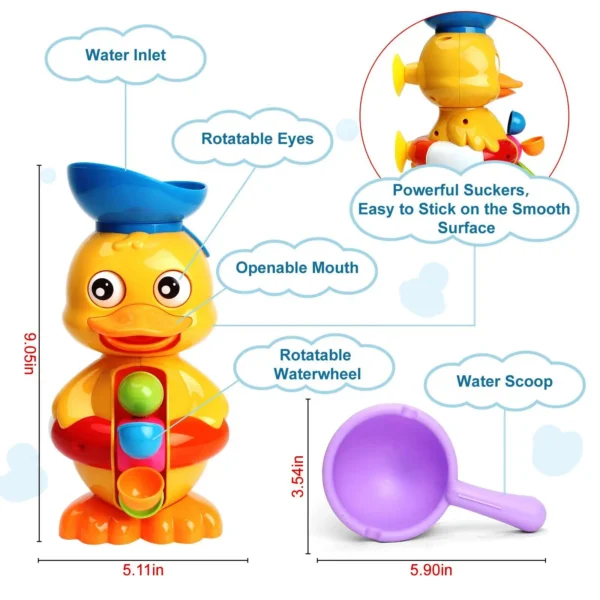 Duck Bathtub Toy with Rotating Waterwheel – Fun Bath Time Toy for Toddlers & Babies