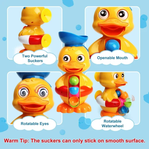 Duck Bathtub Toy with Rotating Waterwheel – Fun Bath Time Toy for Toddlers & Babies
