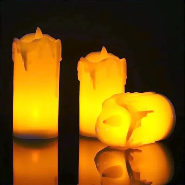 Pack of 3 LED Flameless Candles – Battery Included, Safe & Elegant Decor