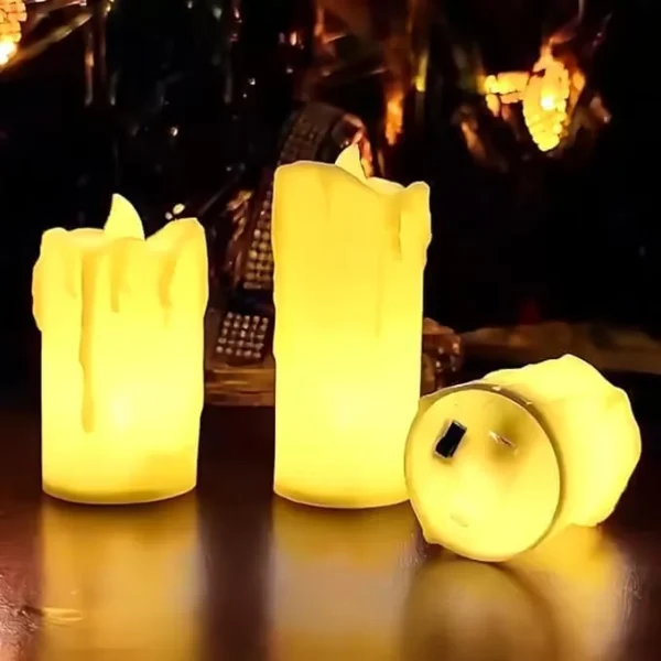Pack of 3 LED Flameless Candles – Battery Included, Safe & Elegant Decor