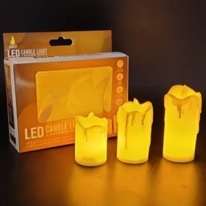 Pack of 3 LED Flameless Candles – Battery Included, Safe & Elegant Decor