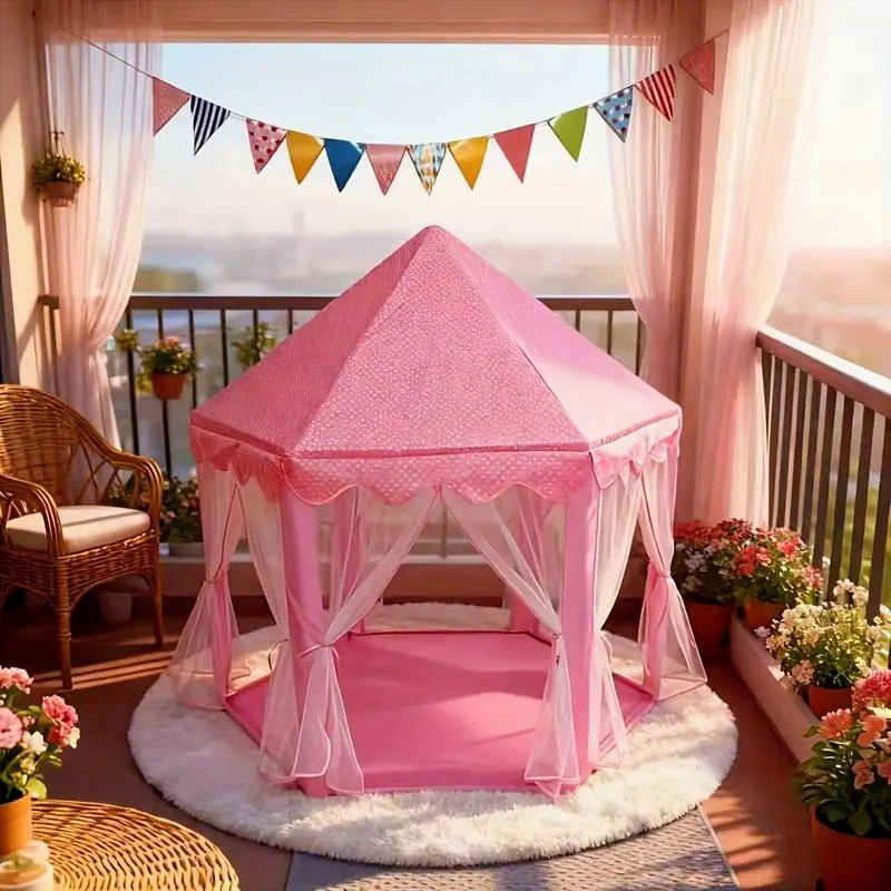 Fairy Princess Castle Play Tent for Girls – Hexagon Kids Tent with FREE Fairy Lights