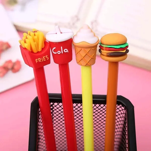 Cute Junk Food Gel Pens – Multicoloured Writing Pens for Kids & Office Use