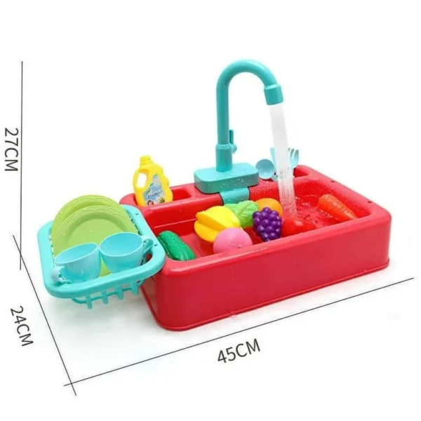 Kids Kitchen Sink Toy – Real Running Water, Pretend Play Washing Set