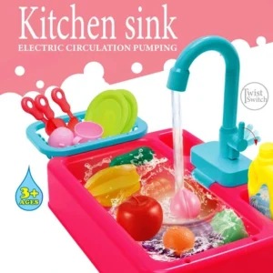 Kids Kitchen Sink Toy – Real Running Water, Pretend Play Washing Set