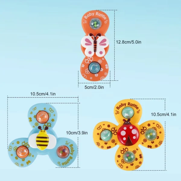 Baby Rotating Rattle Set with Suction Cups (3-Piece) – Fun Sensory Toys for Infants