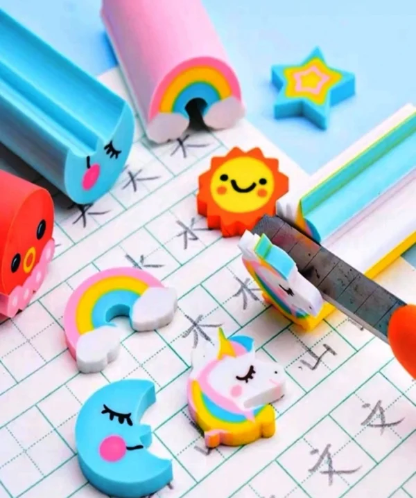 6 PCS Large Unicorn Erasers – Cute Sky Theme for Kids, School & Party Favors