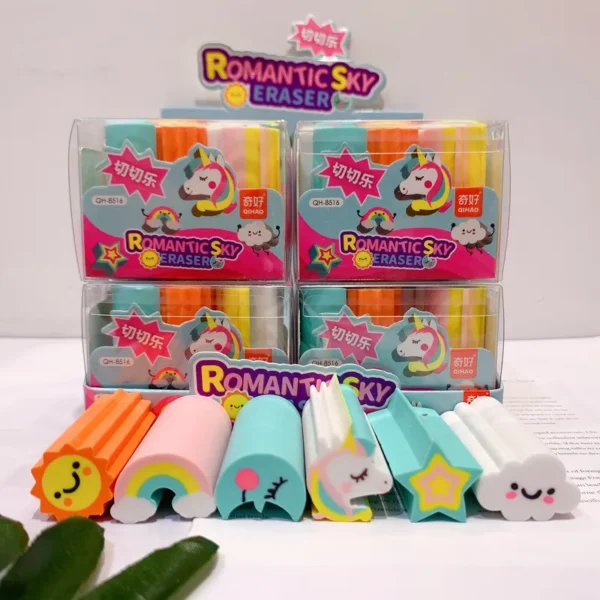 6 PCS Large Unicorn Erasers – Cute Sky Theme for Kids, School & Party Favors
