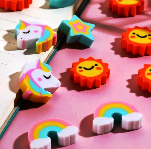 6 PCS Large Unicorn Erasers – Cute Sky Theme for Kids, School & Party Favors