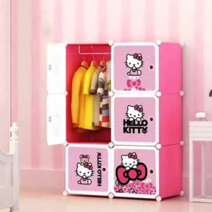 6-Cube Kids Storage Wardrobe – Kitty Themed Organizer for Toys & Clothes