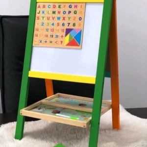 Double-Sided Magnetic Drawing Board for Kids – 2-in-1 Learning Easel with Whiteboard & Chalkboard