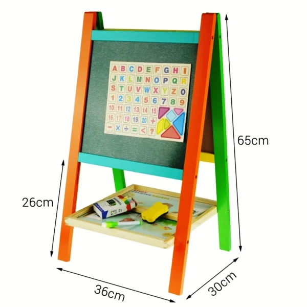 Double-Sided Magnetic Drawing Board for Kids – 2-in-1 Learning Easel with Whiteboard & ChalkboardDouble-Sided Magnetic Drawing Board for Kids – 2-in-1 Learning Easel with Whiteboard & Chalkboard