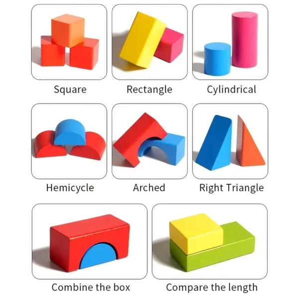 Colorful Wooden Building Blocks Puzzle Toy for Kids – Montessori Educational Set