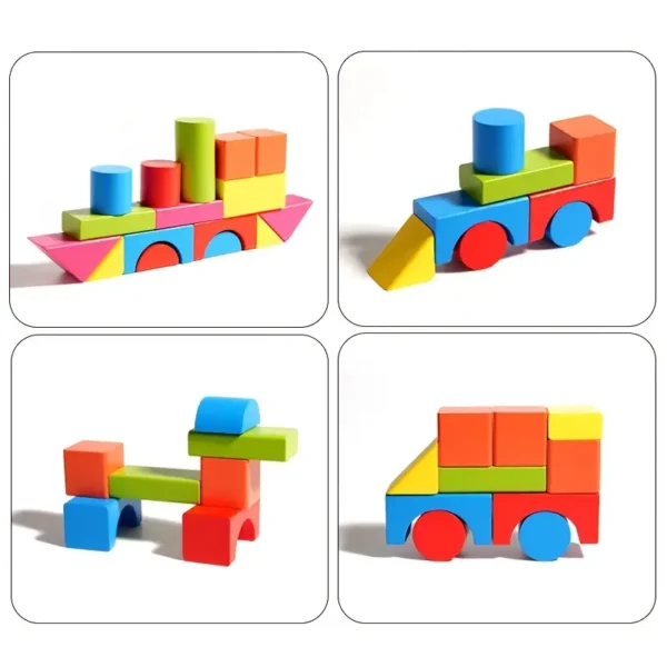 Colorful Wooden Building Blocks Puzzle Toy for Kids – Montessori Educational Set