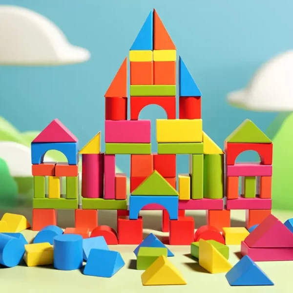 Colorful Wooden Building Blocks Puzzle Toy for Kids – Montessori Educational Set