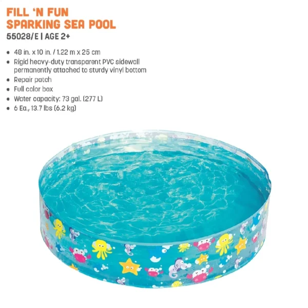 4ft Fill N Fun Sparkling Sea Kids Pool – Inflatable & Air-Free Design