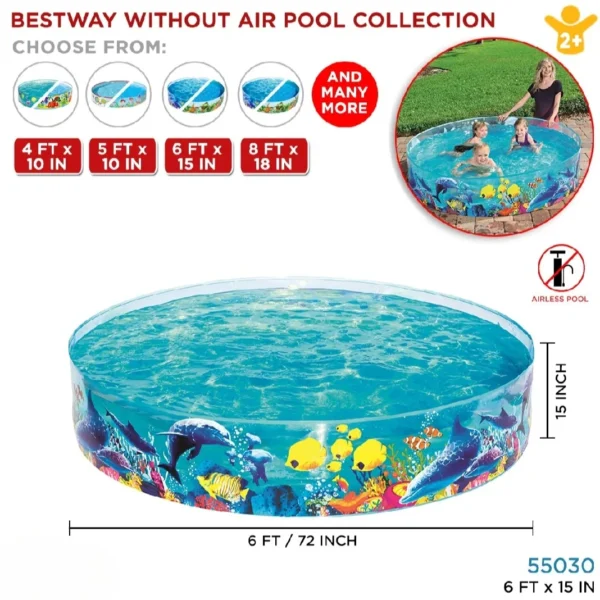 6ft Fill N Fun Sparkling Sea Kids Pool – Inflatable & Air-Free Design