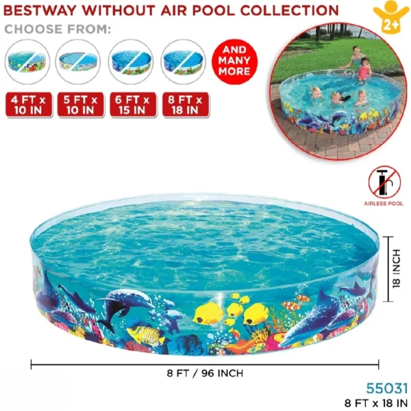 8ft Fill N Fun Sparkling Sea Kids Pool – Inflatable & Air-Free Design