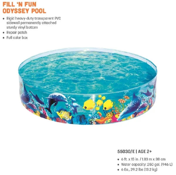 6ft Fill N Fun Sparkling Sea Kids Pool – Inflatable & Air-Free Design