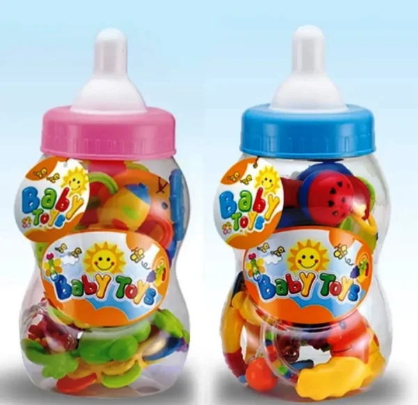 "2-in-1 Baby Feeder & Rattle Set – Teething Relief and Sensory Fun in One Compact Design"