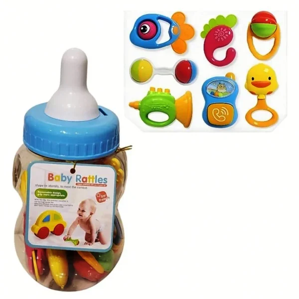 "2-in-1 Baby Feeder & Rattle Set – Teething Relief and Sensory Fun in One Compact Design"