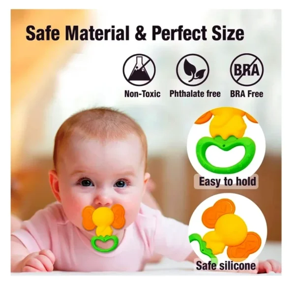 "2-in-1 Baby Feeder & Rattle Set – Teething Relief and Sensory Fun in One Compact Design"