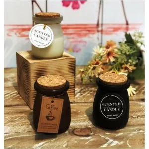 1 PC Luxury Scented Candle in Glass Jar with Wooden Cork Lid – Smoke-Free,Long Lasting & Eco-Friendly