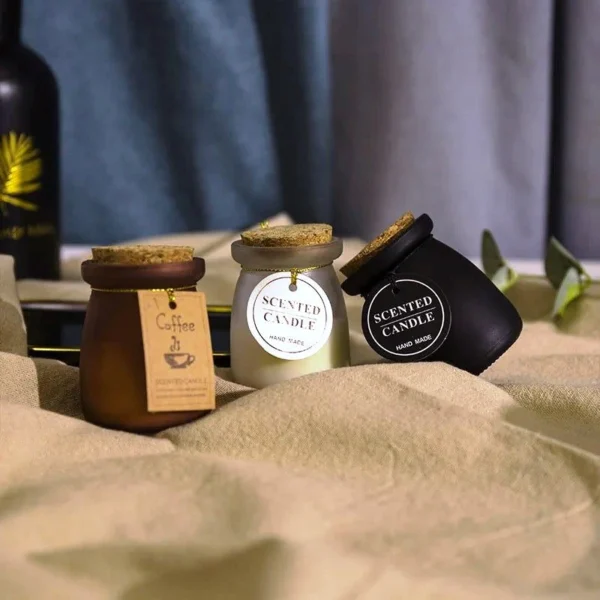 1 PC Luxury Scented Candle in Glass Jar with Wooden Cork Lid – Smoke-Free,Long Lasting & Eco-Friendly