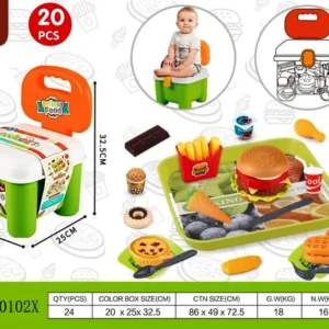 "Kids Gourmet Burger Combo Set – Pretend Fast Food Toy for Kids with Fries, Drink & Accessories"