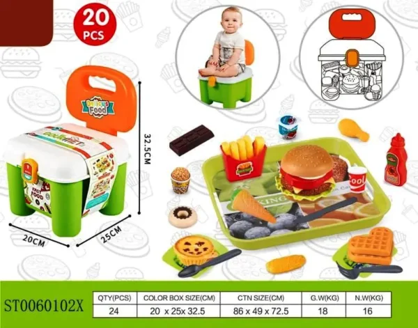 "Kids Gourmet Burger Combo Set – Pretend Fast Food Toy for Kids with Fries, Drink & Accessories"