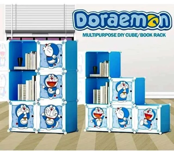 6-Cube Kids Storage Wardrobe – Doremon Themed Organizer for Toys & Clothes