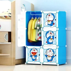6-Cube Kids Storage Wardrobe – Doremon Themed Organizer for Toys & Clothes