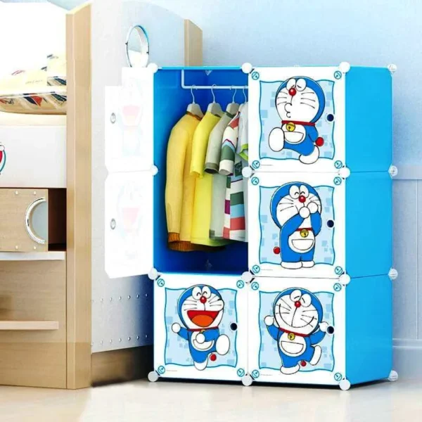 6-Cube Kids Storage Wardrobe – Doremon Themed Organizer for Toys & Clothes