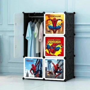 6-Cube Kids Storage Wardrobe – SpiderMan Themed Organizer for Toys & Clothes