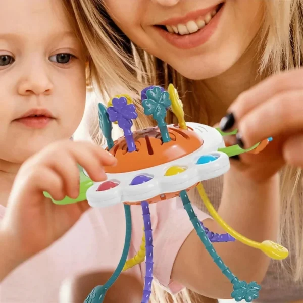 "Multi-Sensory Owl Pull String Rattle – Baby Activity Toy for Early Development & Play"
