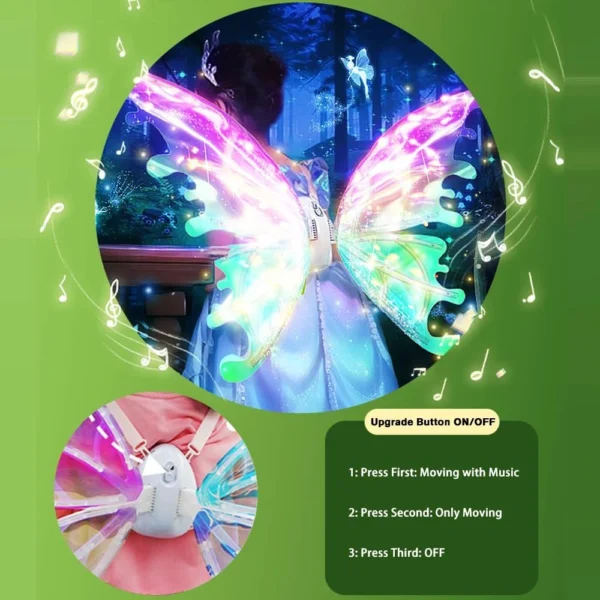 LED Fairy Wings with Music – Glowing Electric Wings for Dress-Up & Parties