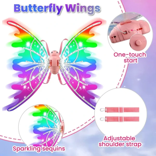 LED Fairy Wings with Music – Glowing Electric Wings for Dress-Up & Parties